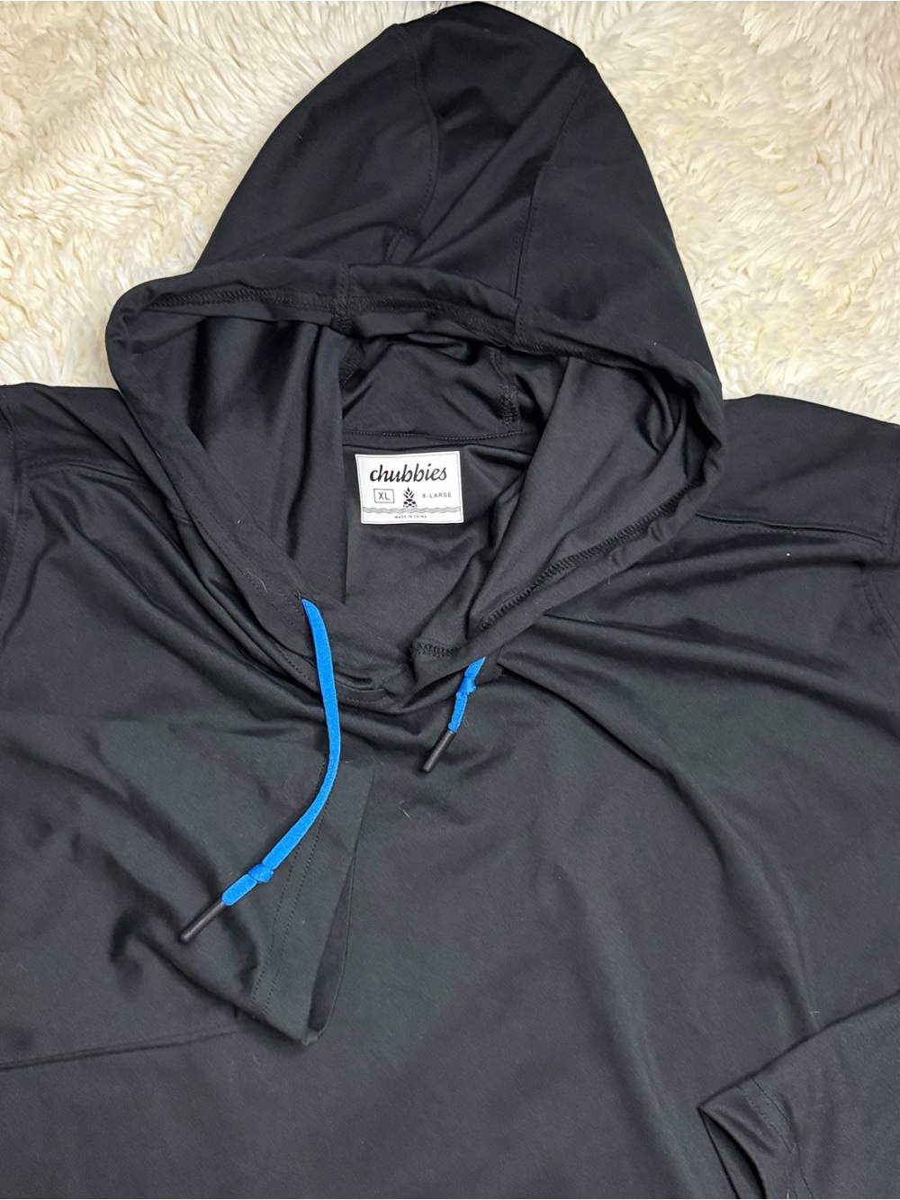 chubbies Black lightweight Hoodie with Blue Drawcords size XL - Picture 3 of 6